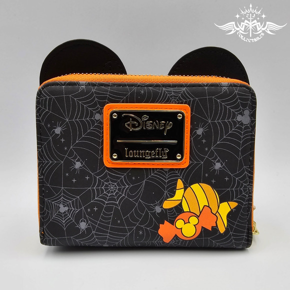 Loungefly Disney Mickey Mouse Pumpkin Zip Around Wallet New - Picture 2 of 4